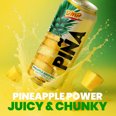 16.57 Oz, 6-Pack De Mi Pais Pineapple Juice with Pulp, Premium Quality Canned Beverage, Refreshing Pia Fruit Drink