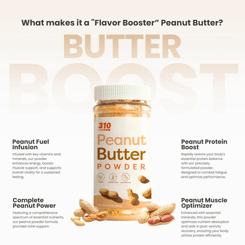 310 Nutrition Organic Powdered Peanut Butter - Low Fat, Plant-Based, Gluten Free, 6g Protein, 6.5oz (184g)