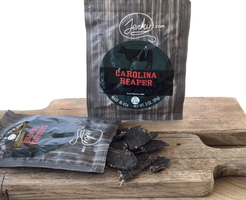 12g 2.5 oz. Jerky.com's Carolina Reaper Beef Jerky, Hottest Jerky in the World, of Protein, All-Natural Keto Diet