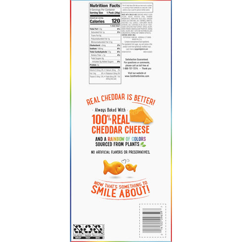 Goldfish Colors Cheddar Crackers, Snack Pack, 0.9 oz, 9 CT Multi-Pack