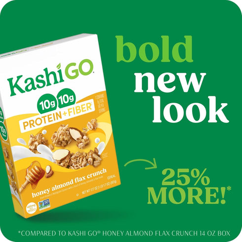 KD Chocolates G0 10g 10g 17.7oz Kashii Protein Cereal, Protein, Fiber, Honey Almond Flax Crunch, Box