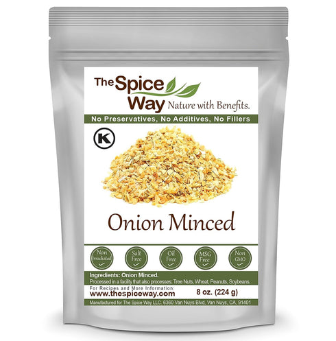 The Spice Way Minced Onion, 8 oz, Bulk Dehydrated Onion Flakes, Coarse than Powder or Granules