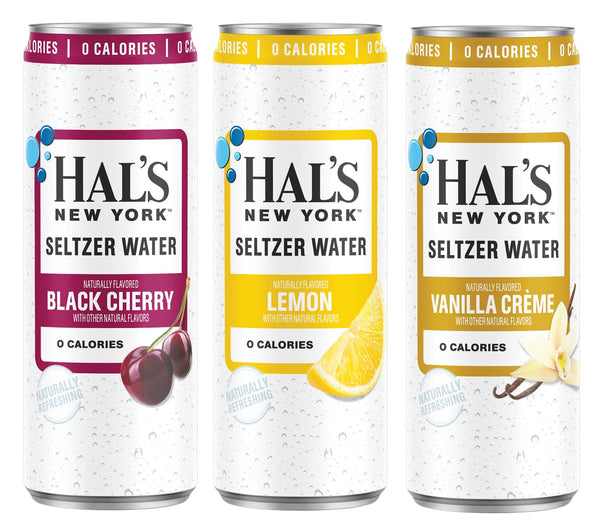 Oasis Snacks Hals New York Seltzer Water, 3 Flavor Variety Pack, 12 Fl Oz