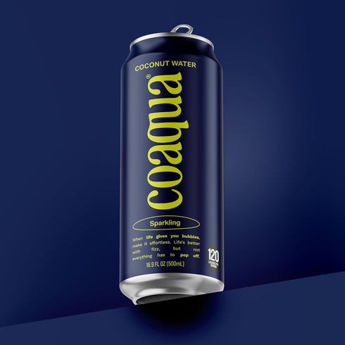 12 Pack, 16.9 Oz Coaqua Sparkling Coconut Water, Natural Electrolytes for Hydration, Refreshing Sparkling Electrolyte