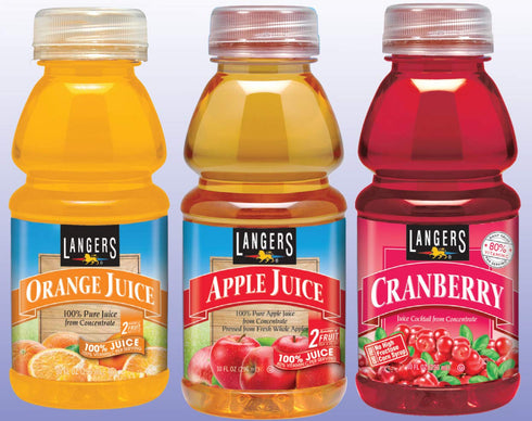 Pack 100% 10 Oz (Pack 12) Langers Juice Variety Juice Cocktail, Apple, Orange & Cranberry, Fl
