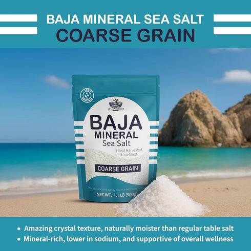 1.1lb 18oz 100% (1.1lb Le Marinier Baja Mineral Sea Salt Coarse Grain, - | Natural and Unrefined | Authentic Baja Sea