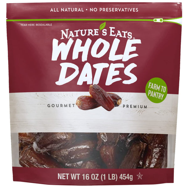 Natures Eats Whole Pitted Dates - Non-GMO, Gluten-Free, Vegan, Kosher Dried Fruits,