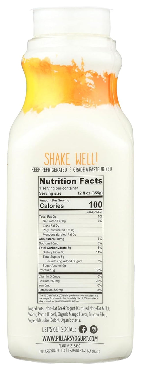 Pillars 12 Mango Drinkable Greek Yogurt, FZ