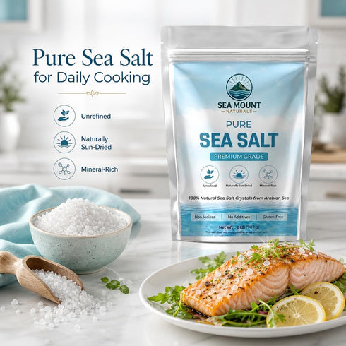 2 lb Pure Sea Salt, Coarse Grain, | Ideal For Salt Grinder Refills I Unrefined & Mineral Rich - SeaMount Naturals