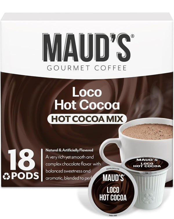 Maud's Dark Hot Chocolate Pods, 18 ct, Single Serve Pods, Compatible with