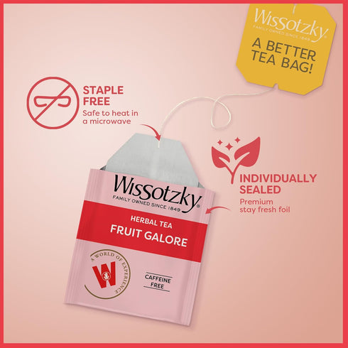 (6 Pack 120 Wissotzky Fruit Galore Herbal Tea - Tea Bags | Caffeine Free Tea | Antioxidant Rich | Fruity Blend | Herbal