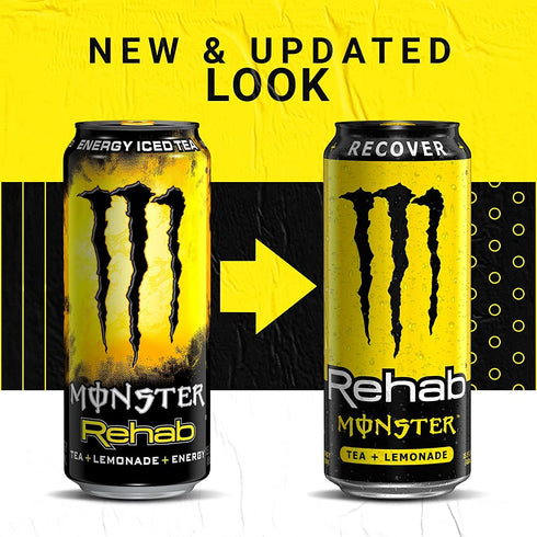 (Pack 12) Monster Rehab Energy Drink, Tea Plus Lemonade