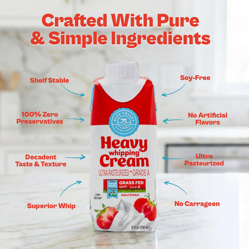 Blue valley dairy farms 8Fl Oz Blue Valley Heavy Whipping Cream Shelf Stable Ultra-Pasteurized Heavy Cream Kosher