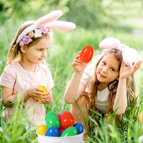 Biubumtu 24Pcs 3.15'' Plastic Bright Easter Eggs Assortment, Fillable Easter Eggs Empty Bulk, Perfect for Easter Egg