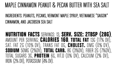 26 Big Spoon Roasters Maple Cinnamon Peanut & Pecan Butter - Low Sugar Peanut Butter - Creamy Peanut Butter w/Maple