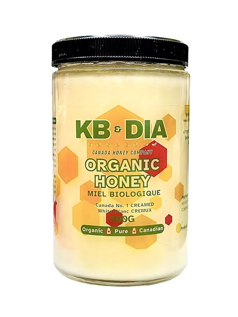 KB & DIA Organic Creamed Honey, Pure White, 500g