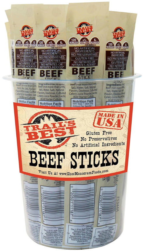 Trail's Best 1.1oz Beef Sticks 16 Count Tubs (6 inch sticks made