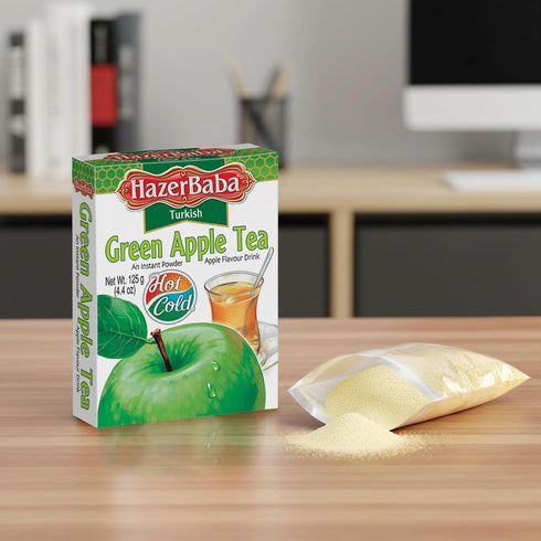 4.4oz (Pack 1), Hazer Baba Instant Drink Mix with Green Apple Flavor, of Fruity Natural Powder, Caffeine-Free, Quick