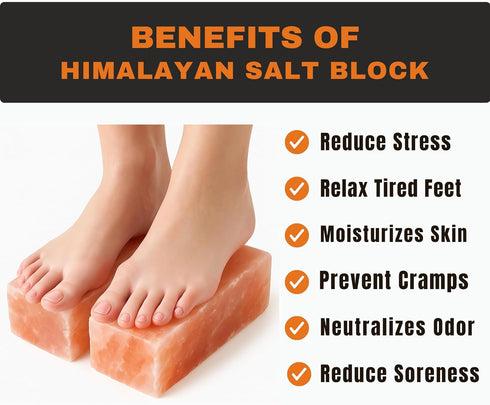 Himalayan Salt Foot Bricks Pair of Natural Pink Salt Blocks for Feet, Rest & Spa Stones Natural Salt Block, Salt Brick