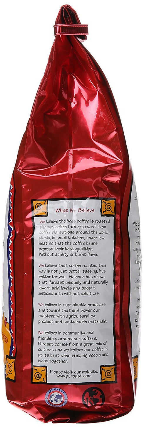 2.2 LB Puroast Low Acid Coffee Whole Bean | Lost Art Whole Bean | Medium Roast | High Antioxidants & High pH |No Bitter