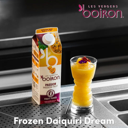 Les Vergers Boiron 1 (33.8 Oz) Passion Fruit Puree Drink Mix, All Natural, No Added Sugar, Non-GMO, No Preservatives