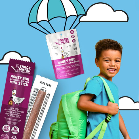 5g 35 40 Pack New Primal Snack Mates Honey BBQ Chicken Sticks, Healthy Snack for Kids, Low Sugar High Protein Back