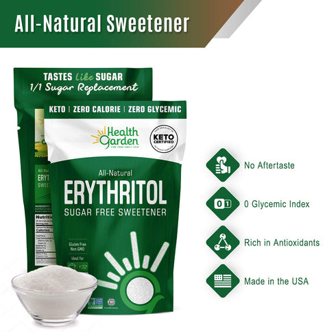 (4.75 lbs) Health Garden Erythritol Sweetener - Non GMO - Gluten Free - Sugar Substitute - Keto Friendly - Tastes Like