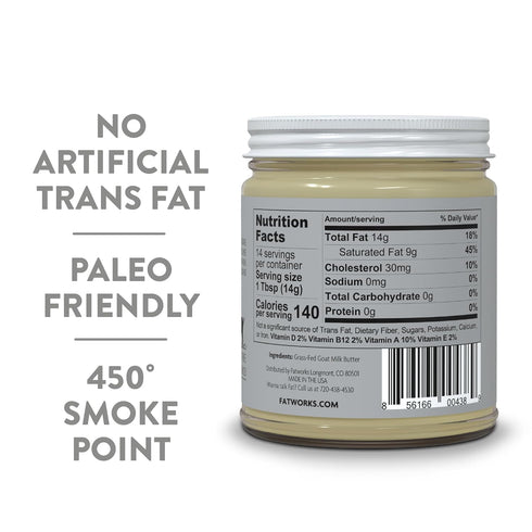 Fatworks 100% 30 7.5 oz. Fine Filtered Grass-Fed Goat Milk Ghee, Pasture Raised on Small Family U.S. Farm. KETO, PALEO