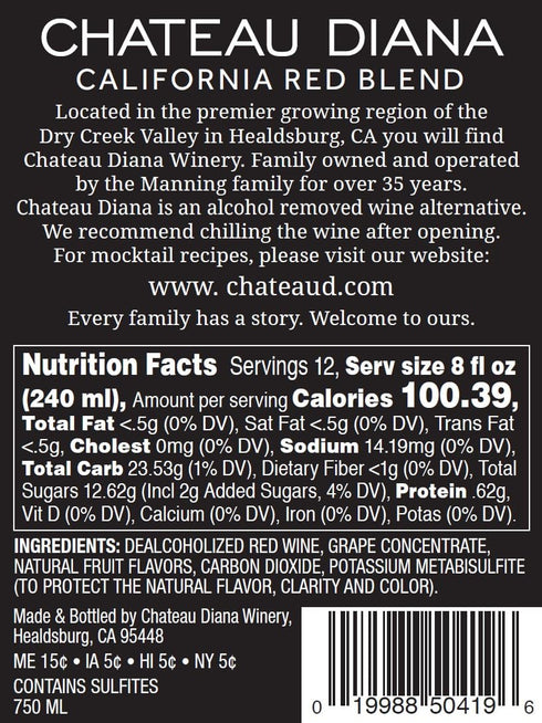 (3x 750) Chateau Diana Zero - Alcohol Removed Red Wine