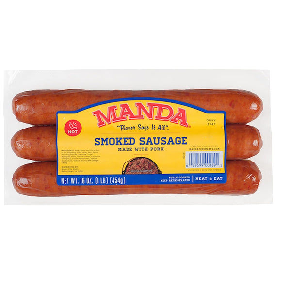 Manda Fine Meats Hot Sausage 1 lb (3 Pack)