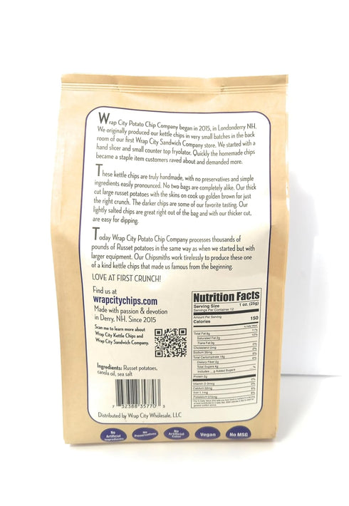 Wrap City Potato Chip Company Russet, 12oz (4 Pack) - Sea Salt - Artisan, Hand Crafted Kettle Potato Chips