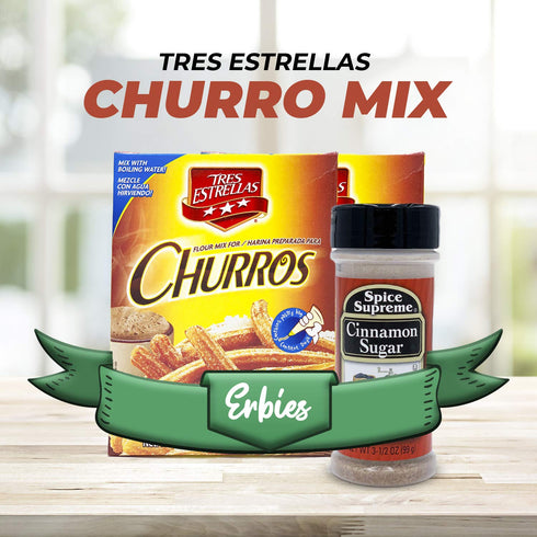 3 Tres Estrellas Churros Mix with Spice Supreme Cinnamon Sugar, Pc. Bundle, Authentic Mexican Batter Powder for Crunchy