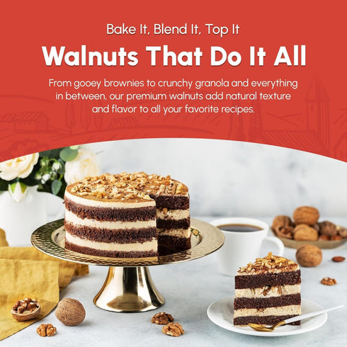 4 Package-Fresh, California Raw Walnuts- Pounds, Resealable No Shell, Unsalted-All Natural Dry Halves and Chopped