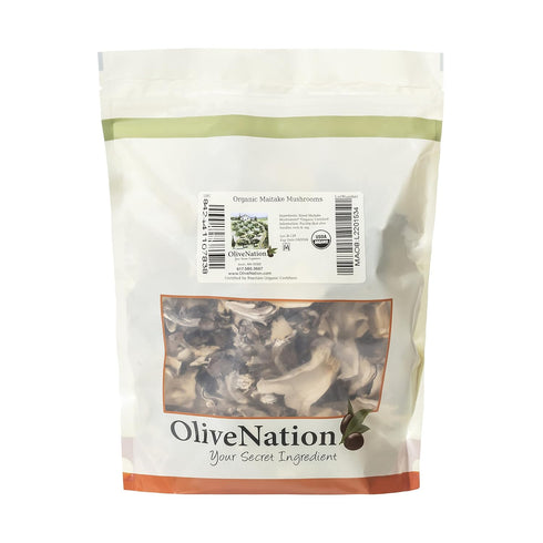 4 OliveNation Organic Maitake Mushroom Pieces, Dried Organic Hen of the Woods Mushroom, Non-GMO, Gluten Free, Kosher