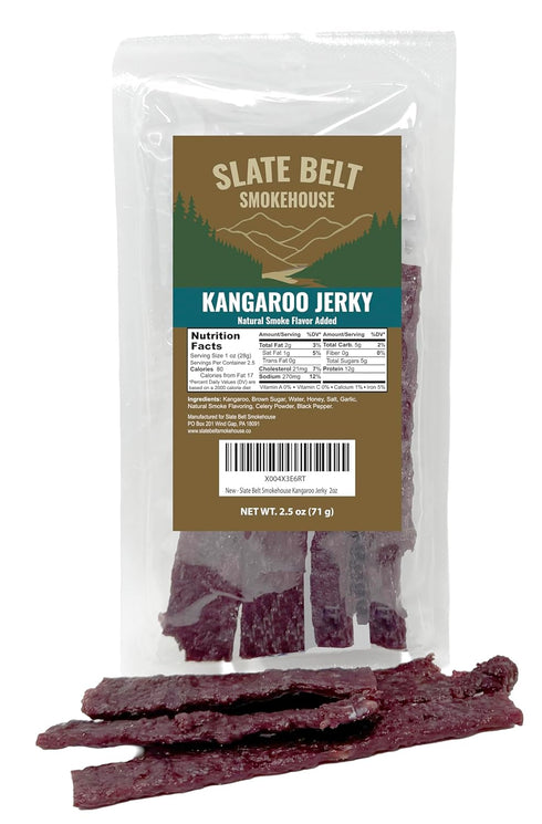 Slate Belt Smokehouse Kangaroo Jerky for Humans, Kangaroo Meat Jerky 2.5 Ounce