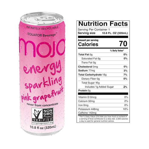10.8 Oz (Pack 12) MOJO Energy Sparkling Pink Grapefruit | Hydration Drink & Sports Drink | Electrolytes Beverage |