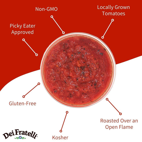 (28 oz. 6 pack) 5th Dei Fratelli Fire Roasted Crushed Tomatoes Cans, - Vine-Ripened Tomatoes - No Water Added, Non-GMO