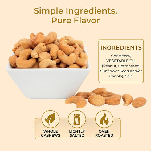 1 Lb 16 Oz Anna and Sarah Cashews Roasted Salted | Healthy Protein Snack, Natural Healthy Diet Friendly Snacks, Gift