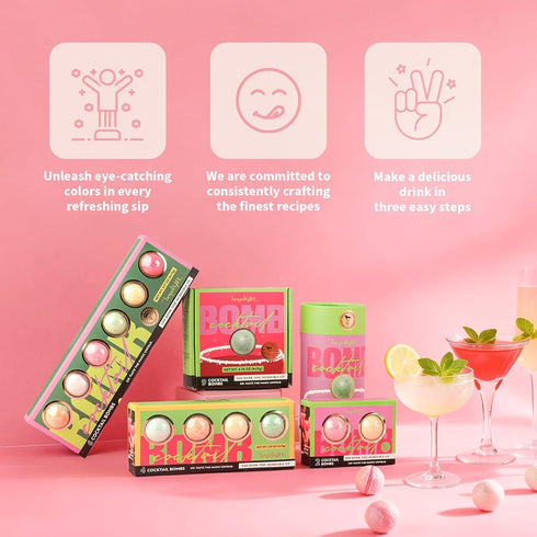 4 Parties4 Cocktail & Mocktail Bombs, Glitter Drink Bombs with Fruit Flavors, Cocktail Bombs & Drink Bombs, Edible