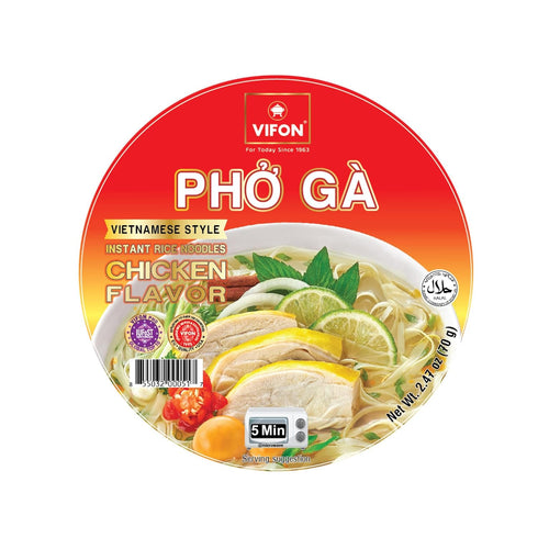 (70 (Pack 12) 3 VIFON Ph G, Instant Rice Noodles Chicken Flavor Bowl g) of | Authentic Vietnamese Chicken Pho | Halal