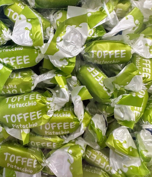 SweetGourmet Italian Pistachio Toffee, Wrapped Hard Candy, 1 Pound