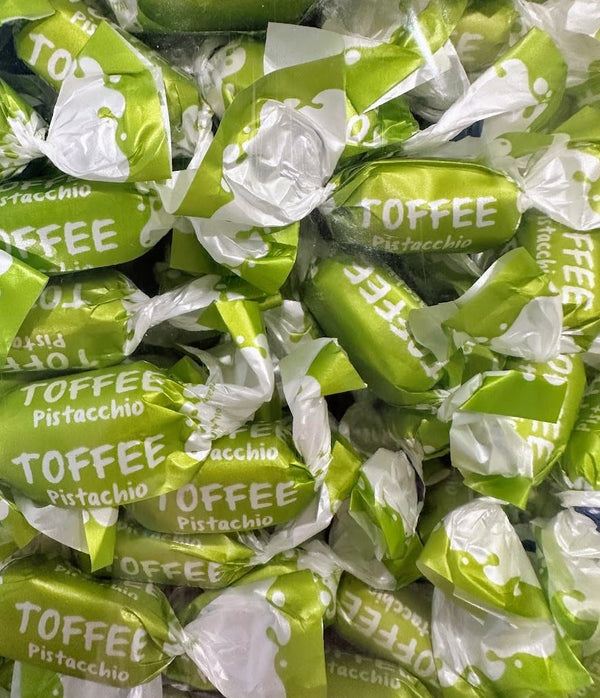 SweetGourmet Italian Pistachio Toffee, Wrapped Hard Candy, 1 Pound