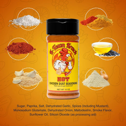 K-Town Krack Hot Chicken Dust Seasoning, 10 oz, All-Purpose for Chicken, Beef, Pork