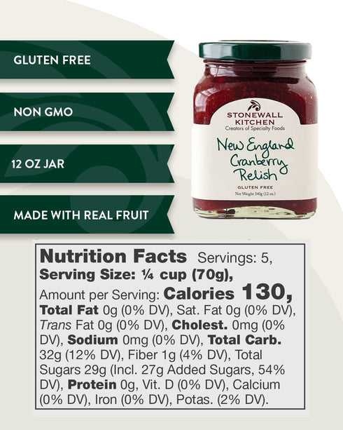 12 Stonewall Kitchen New England Cranberry Relish, Ounce