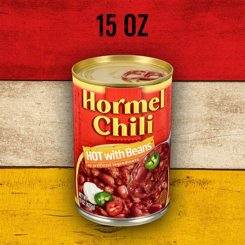 15 (Pack 6) Hormel Chili Hot with Beans, Ounce