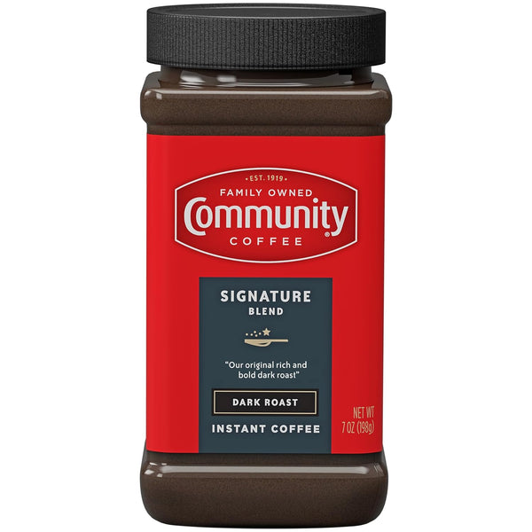 Community Coffee Signature Blend Instant Coffee, Dark Roast, 7 oz Jar (Pack