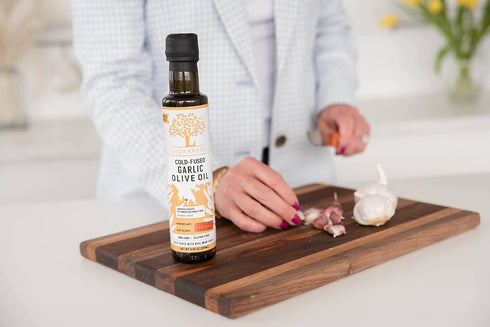 2022 Liokareas Garlic Olive Oil - Greek - Organic - NonGMO - Gluten Free - Paleo - Keto - Single Sourced - First