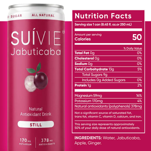 (12-pack) 378mg Antioxidants,170mg 63mg Suivie Jabuticaba Superfruit Antioxidant Drink Still | All Natural | No added