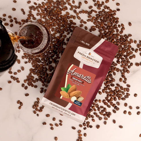 12 oz, Fresh Roasted Coffee, Amaretto Flavored Coffee, Medium Roast, Kosher, Ground
