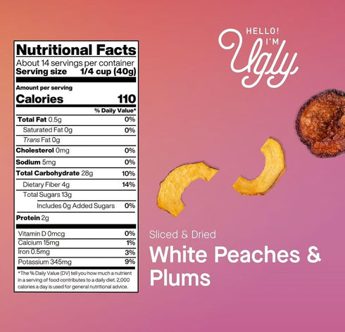 Generic 20 oz.Hello! Sliced & Dried White Peaches & Plums I'm Ugly